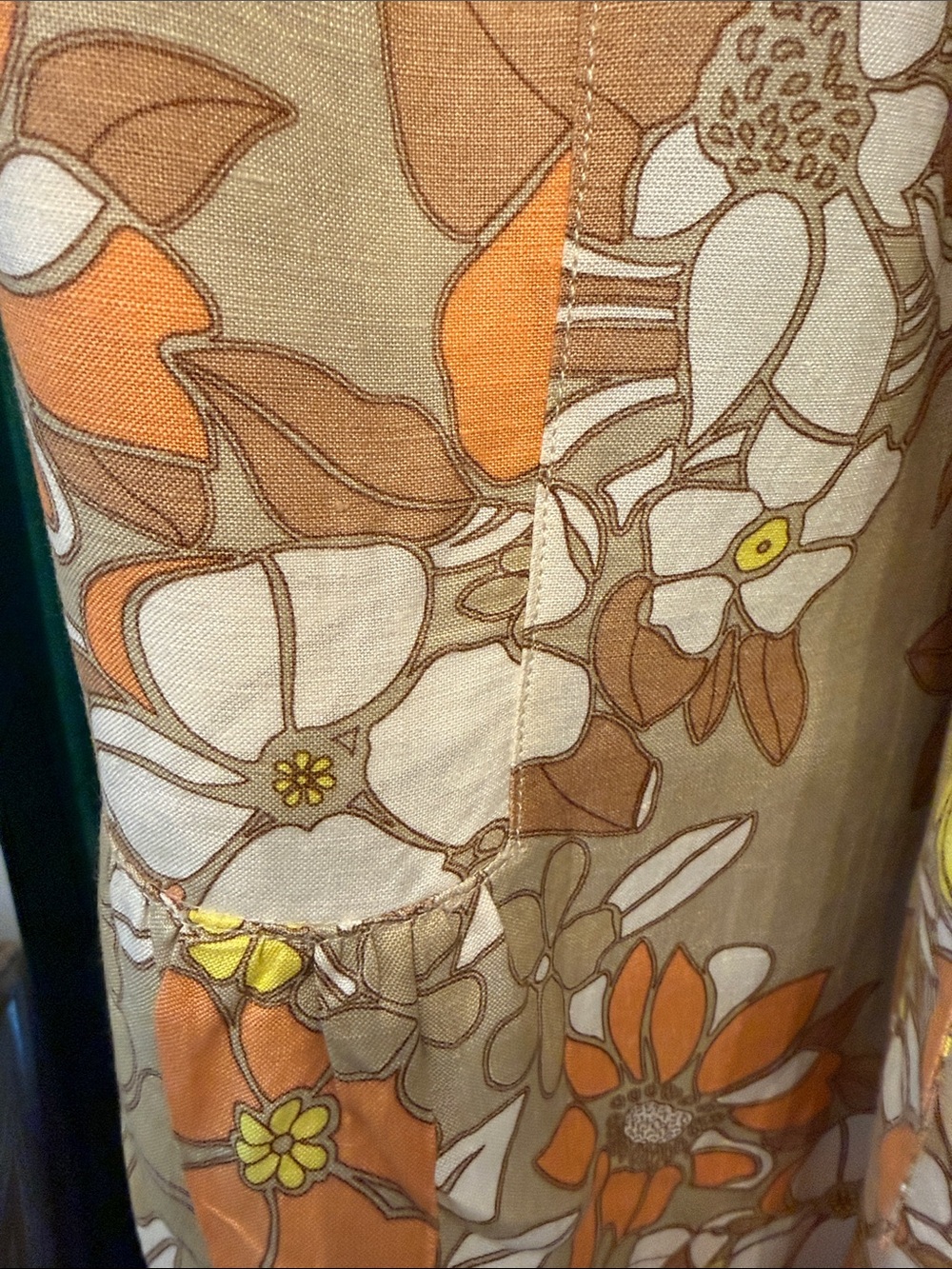 Floral Paperbag Waist Wide-Leg Pants- Orange & Tan - Picture 6 of 6